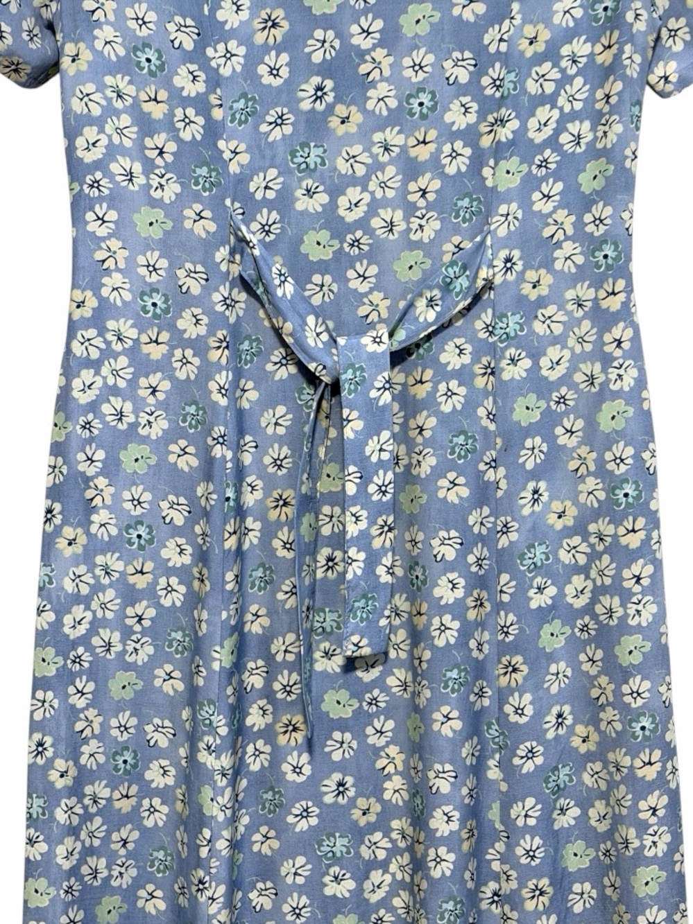 Vintage 80’s Marks & Spencer Button Front Floral Midi Dress In Pale Blue Mix | 6 - Picture 8 of 14